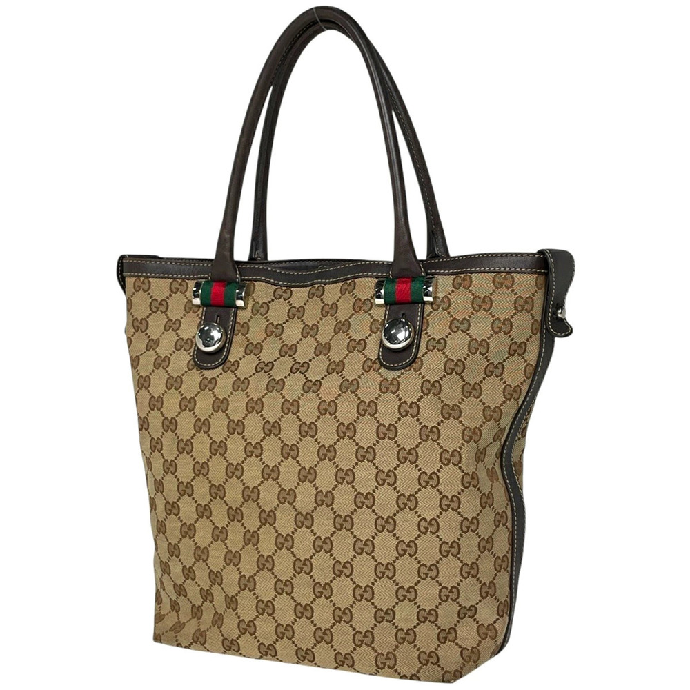 Gucci GG tote bag shoulder Sherry Web canvas brown